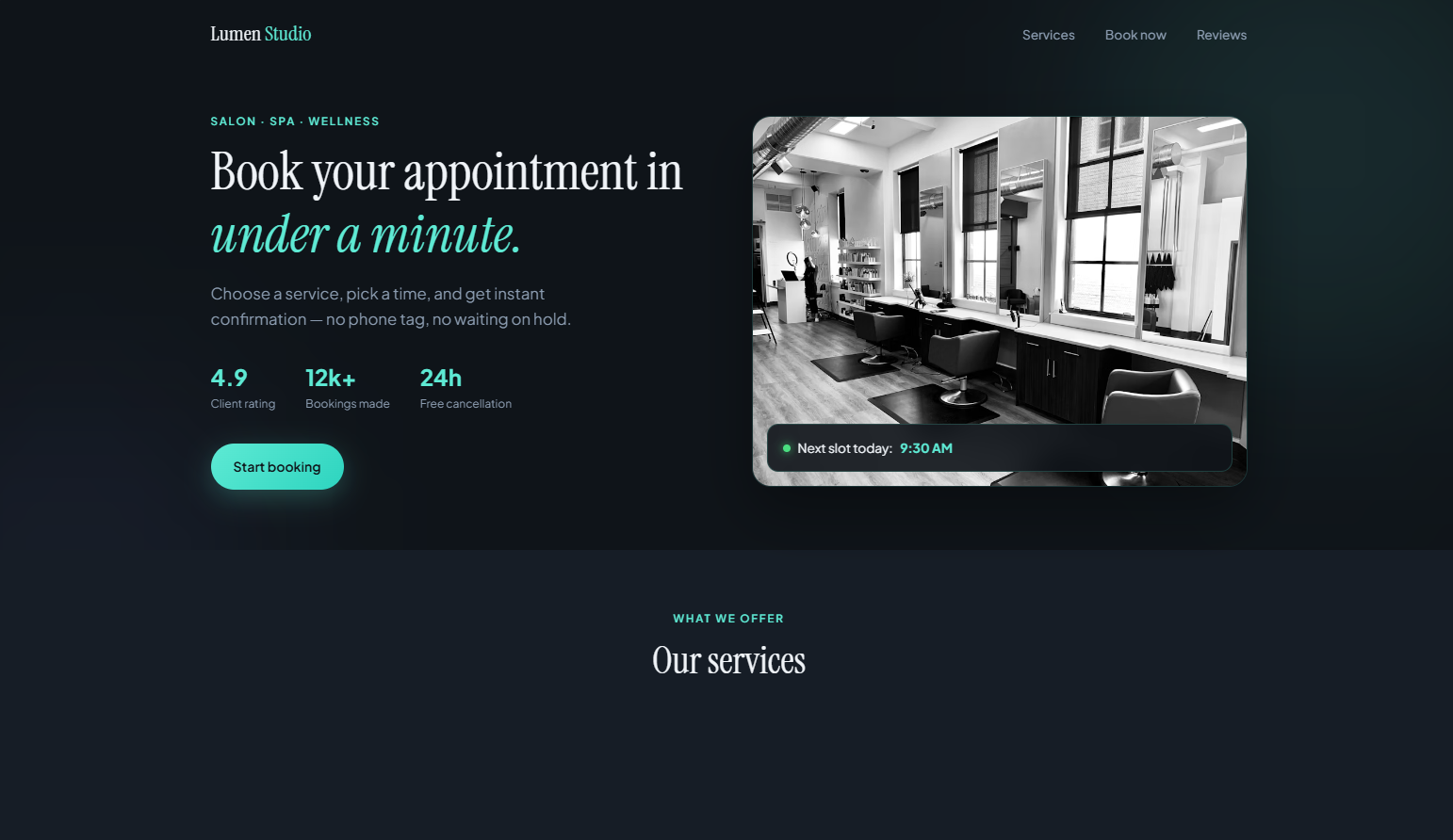 Preview of the booking system demo