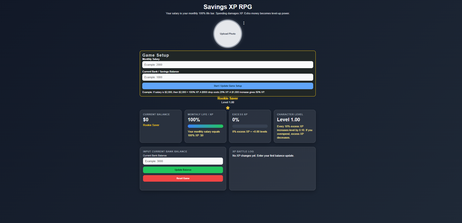 Preview of the Money RPG application